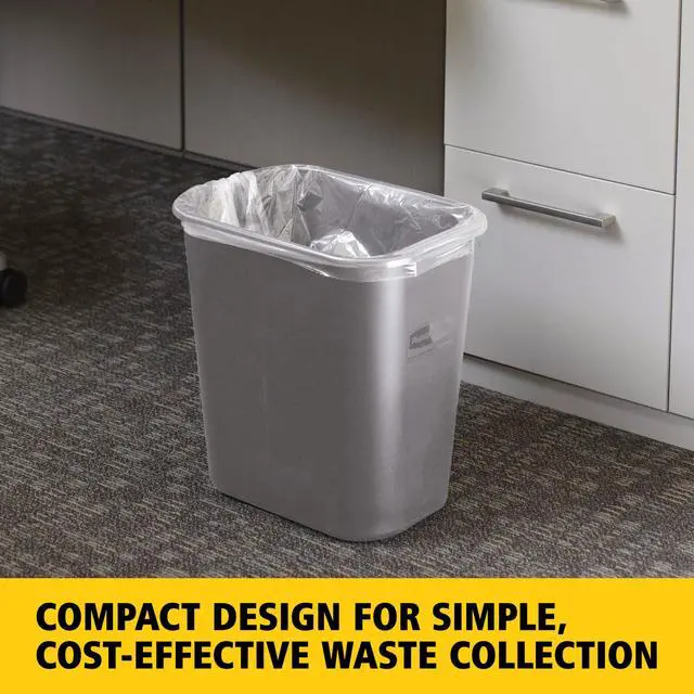 Alt view image 3 of 6 - Resin Wastebasket/Trash Can, 7-Gallon/28-Quart, Gray, Plastic, for Bedroom/Bathroom/Office, Fits Under Desk/Sink/Cabinet