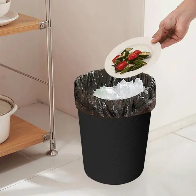 Alt view image 3 of 7 - Small Plastic Trash Can - 1.8 Gallon - Black