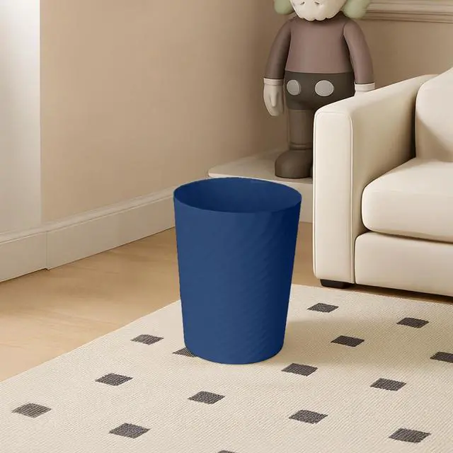Alt view image 3 of 7 - Small Plastic Trash Can - 1.8 Gallon - Blue - Wastebasket Garbage Can Container - Bathrooms, Laundry Room, Kitchens, Offices