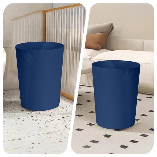 Alt view image 5 of 7 - Small Plastic Trash Can - 1.8 Gallon - Blue - Wastebasket Garbage Can Container - Bathrooms, Laundry Room, Kitchens, Offices