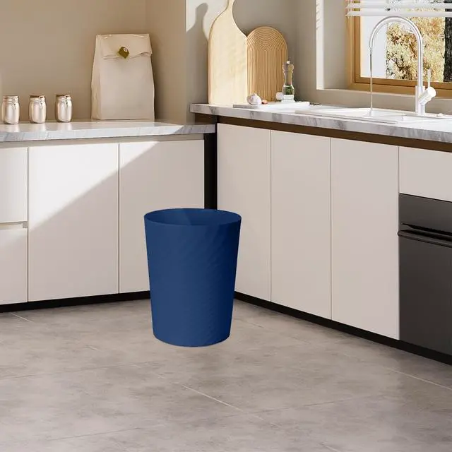 Alt view image 7 of 7 - Small Plastic Trash Can - 1.8 Gallon - Blue - Wastebasket Garbage Can Container - Bathrooms, Laundry Room, Kitchens, Offices