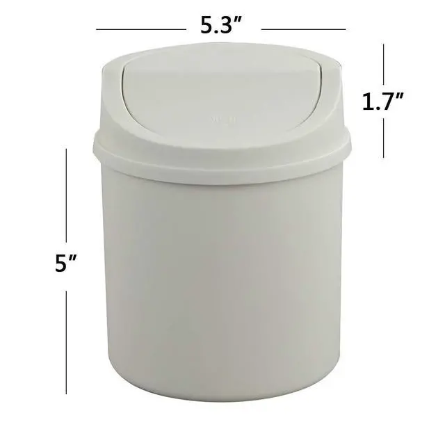 Alt view image 3 of 6 - Tiny Trash Can with Swing Lid, Plastic Desktop Waste Can, White