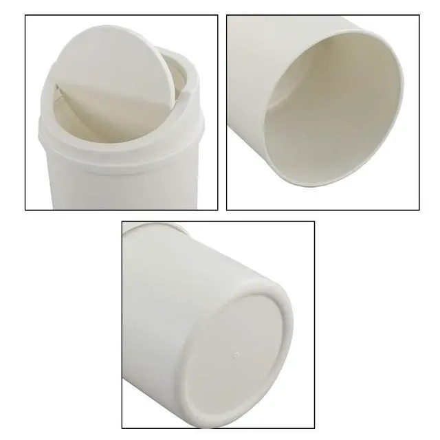 Alt view image 4 of 6 - Tiny Trash Can with Swing Lid, Plastic Desktop Waste Can, White