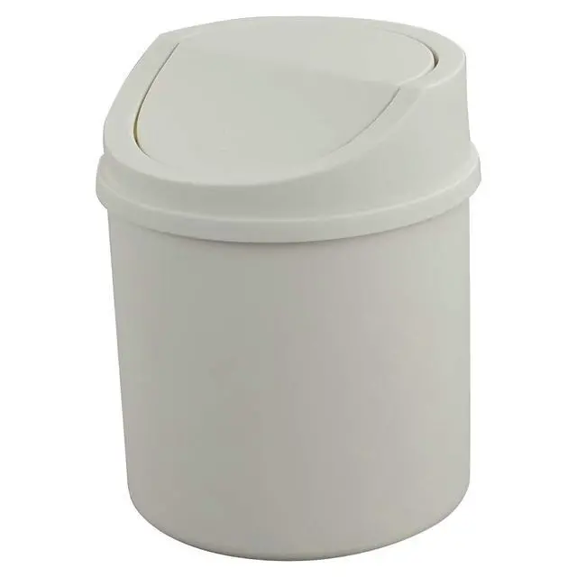 Alt view image 5 of 6 - Tiny Trash Can with Swing Lid, Plastic Desktop Waste Can, White