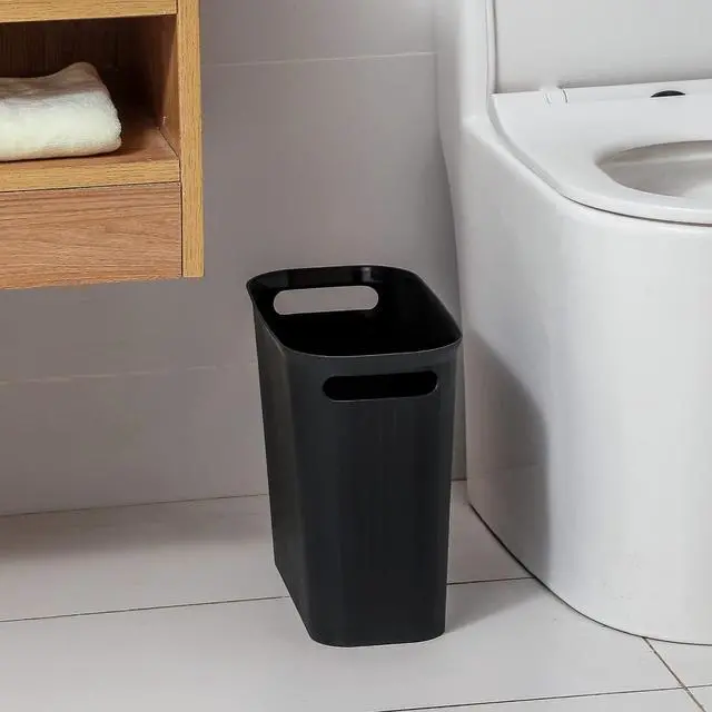Alt view image 2 of 7 - Small Bathroom Trash Can 3.5 Gallon Slim Plastic Garbage Can, Black