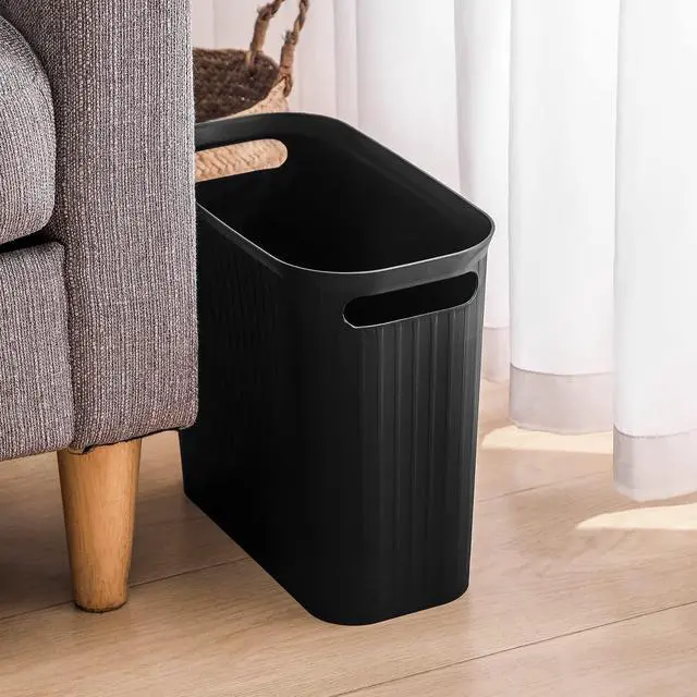 Alt view image 4 of 7 - Small Bathroom Trash Can 3.5 Gallon Slim Plastic Garbage Can, Black