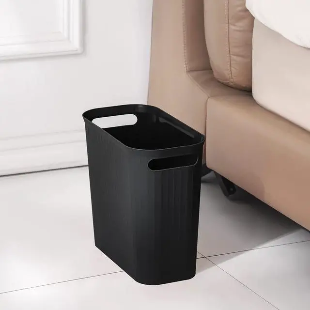 Alt view image 5 of 7 - Small Bathroom Trash Can 3.5 Gallon Slim Plastic Garbage Can, Black