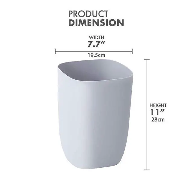 Alt view image 2 of 5 - Bathroom Trash Can, Small Garbage Can for Bedroom, Living Room, Kitchen, Slim Cute Plastic Waste Basket for Office, 7L, Grey