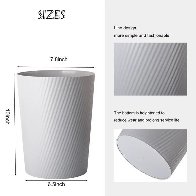 Alt view image 3 of 7 - Small Bathroom Trash Can Wastebasket Garbage Can, 1.8 Gallon, Grey