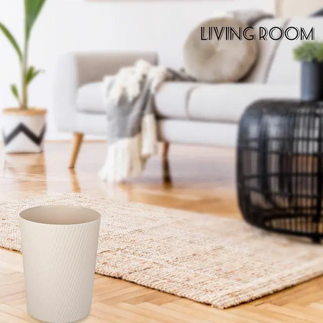 Alt view image 3 of 6 - Small Trash Can Wastebasket Garbage Can Container Bins for Bathrooms, Laundry Room, Kitchens, Offices, Kids Rooms, Dorms (Beige)