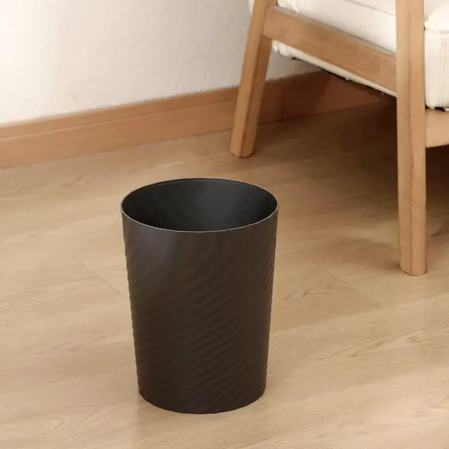 Alt view image 2 of 2 - Plastic Small Trash Can Wastebasket, Garbage Container Basket for Bathrooms, Laundry Room, Kitchens, Offices, Kids Rooms, Dorms, Dark Grey, 1.8 Gallon