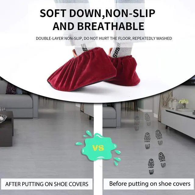Alt view image 2 of 7 - 5 Pairs Reusable Non Slip Shoe Covers, Premium Soft Washable Thickened Boot Shoe Covers for Household, Office, Laboratory