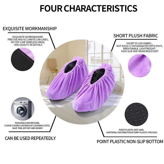 Alt view image 3 of 7 - 5 Pairs Reusable Non Slip Shoe Covers, Premium Soft Washable Thickened Boot Shoe Covers for Household, Office, Laboratory