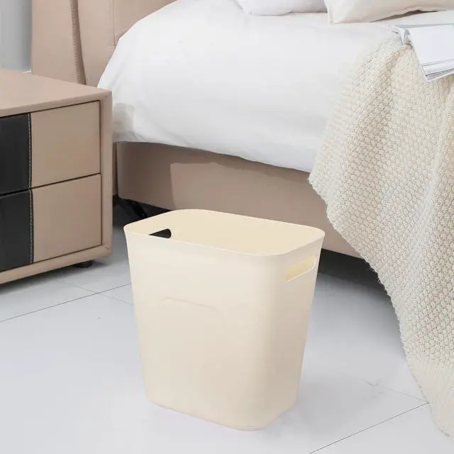 Alt view image 3 of 5 - Plastic Small Bathroom Trash Can Wastebasket, 3.5 Gallon, Beige