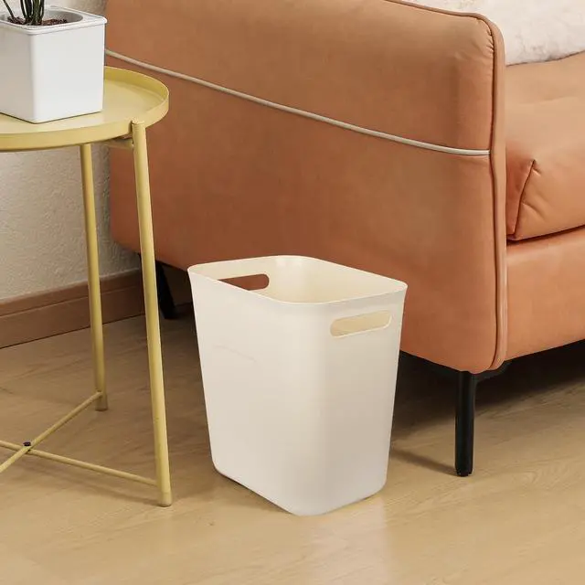 Alt view image 4 of 5 - Plastic Small Bathroom Trash Can Wastebasket, 3.5 Gallon, Beige