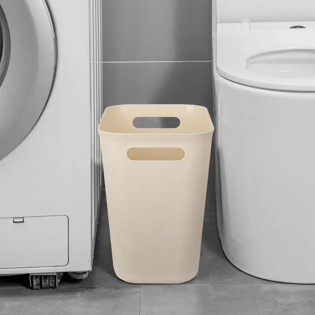 Alt view image 5 of 5 - Plastic Small Bathroom Trash Can Wastebasket, 3.5 Gallon, Beige
