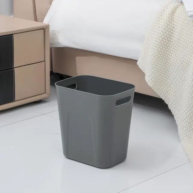 Alt view image 2 of 2 - Plastic Small Bathroom Trash Can Wastebasket, 3.5 Gallon, Dark Grey
