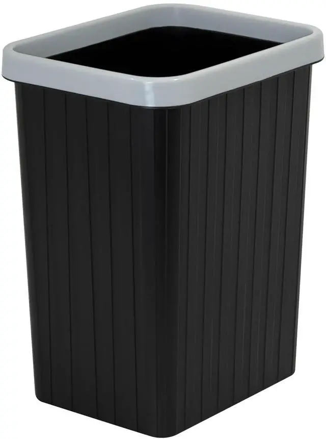 Main image of 3.2 Gallon Plastic Small Trash Can,Rectangular Wastebasket, Waste Basket,Garbage Container for Bathroom, Kitchen, Bedroom, Office, Home, Dorm Room (1, Black)