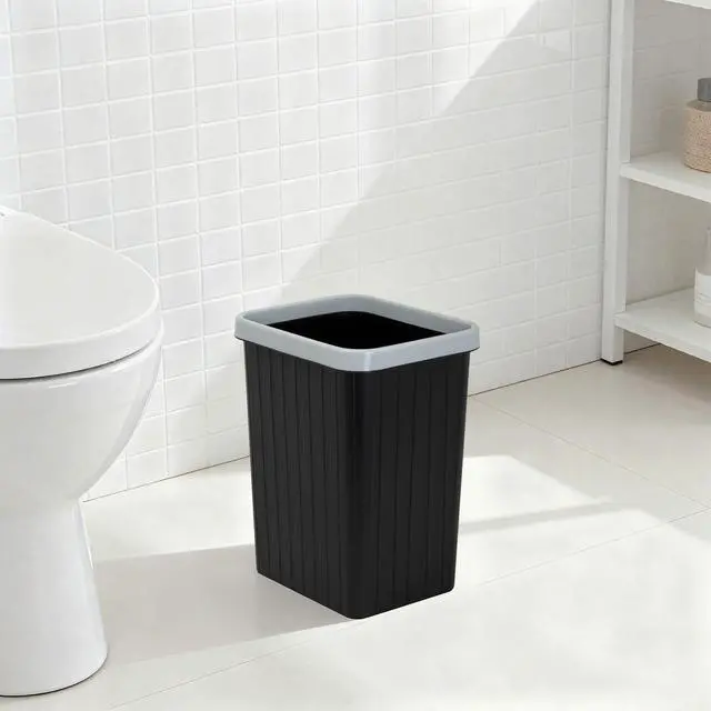 Alt view image 3 of 7 - 3.2 Gallon Plastic Small Trash Can,Rectangular Wastebasket, Waste Basket,Garbage Container for Bathroom, Kitchen, Bedroom, Office, Home, Dorm Room (1, Black)