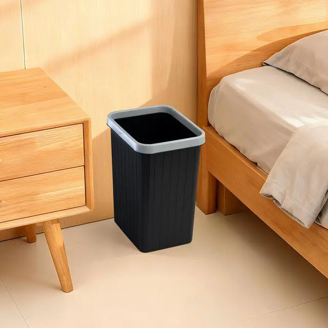 Alt view image 5 of 7 - 3.2 Gallon Plastic Small Trash Can,Rectangular Wastebasket, Waste Basket,Garbage Container for Bathroom, Kitchen, Bedroom, Office, Home, Dorm Room (1, Black)