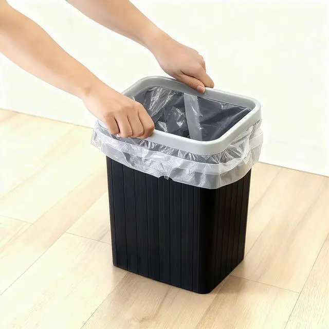 Alt view image 6 of 7 - 3.2 Gallon Plastic Small Trash Can,Rectangular Wastebasket, Waste Basket,Garbage Container for Bathroom, Kitchen, Bedroom, Office, Home, Dorm Room (1, Black)