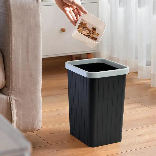 Alt view image 7 of 7 - 3.2 Gallon Plastic Small Trash Can,Rectangular Wastebasket, Waste Basket,Garbage Container for Bathroom, Kitchen, Bedroom, Office, Home, Dorm Room (1, Black)