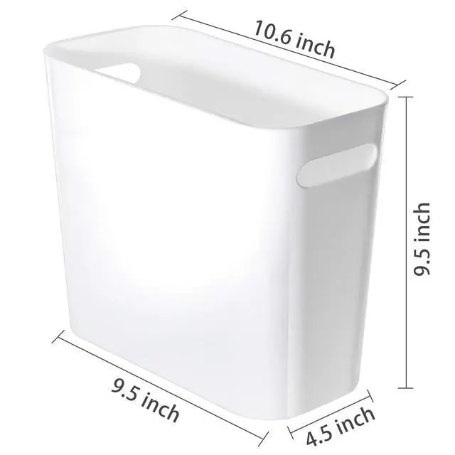 Alt view image 2 of 4 - 1.5 Gallon Slim Trash Can, Plastic Garbage Container Bin, Small Trash Bin with Handles for Home Office, Living Room, Study Room, Kitchen, Bathroom (1 Pack White)
