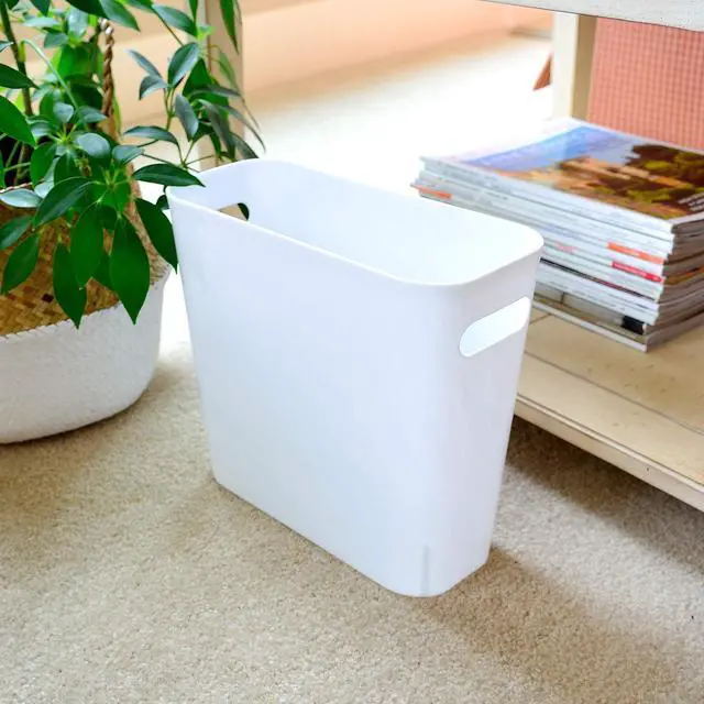 Alt view image 4 of 4 - 1.5 Gallon Slim Trash Can, Plastic Garbage Container Bin, Small Trash Bin with Handles for Home Office, Living Room, Study Room, Kitchen, Bathroom (1 Pack White)