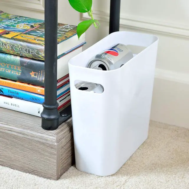 Alt view image 3 of 4 - 1.5 Gallon Slim Trash Can, Plastic Garbage Container Bin, Small Trash Bin with Handles for Home Office, Living Room, Study Room, Kitchen, Bathroom (1 Pack White)