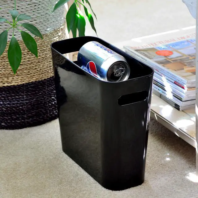 Alt view image 3 of 4 - 1.5 Gallon Slim Trash Can, Plastic Garbage Container Bin, Small Trash Bin with Handles for Home Office, Living Room, Study Room, Kitchen, Bathroom (1 Pack Black)