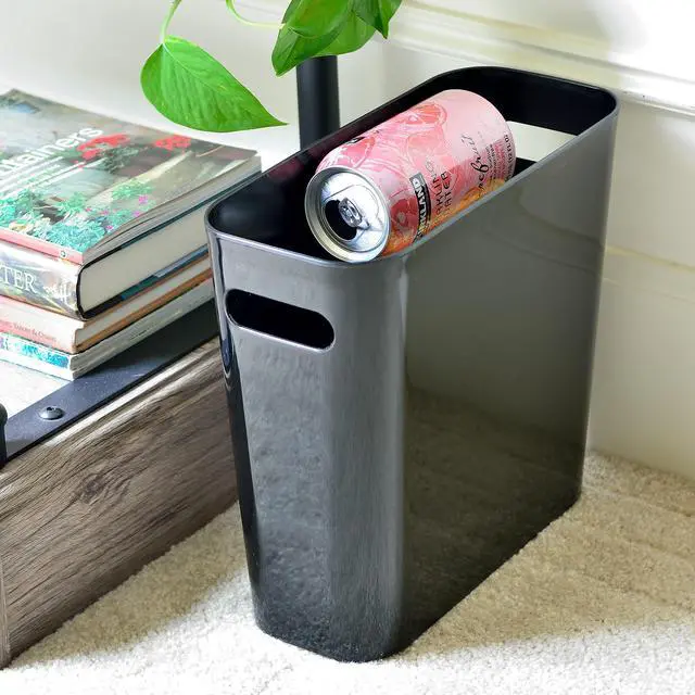 Alt view image 4 of 4 - 1.5 Gallon Slim Trash Can, Plastic Garbage Container Bin, Small Trash Bin with Handles for Home Office, Living Room, Study Room, Kitchen, Bathroom (1 Pack Black)