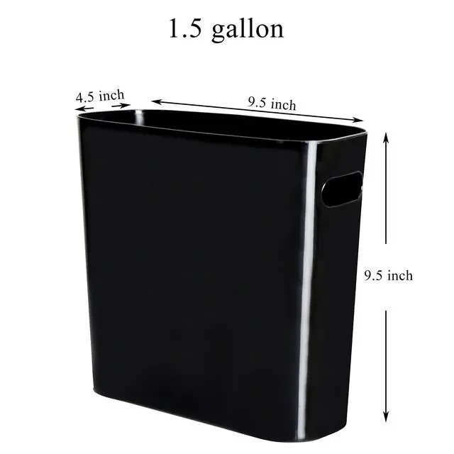 Alt view image 2 of 4 - 1.5 Gallon Slim Trash Can, Plastic Garbage Container Bin, Small Trash Bin with Handles for Home Office, Living Room, Study Room, Kitchen, Bathroom (1 Pack Black)