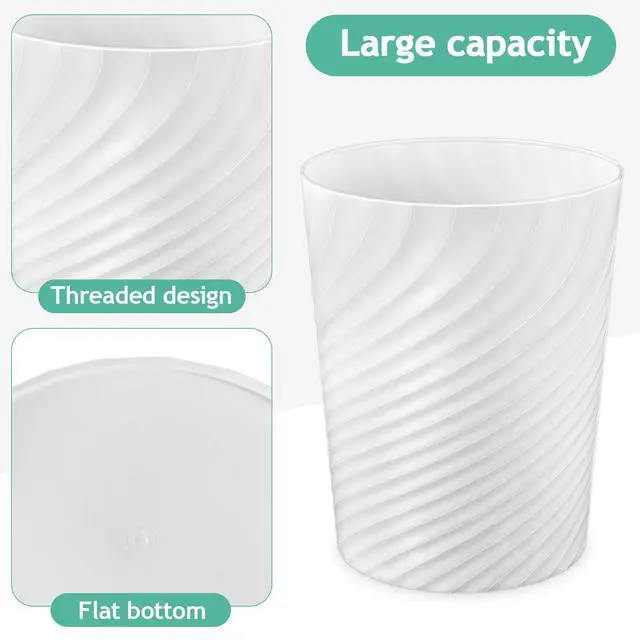 Alt view image 3 of 7 - 3 Pack Bathroom Trash Can, Round Waste Basket, 1.8 Gallons, White