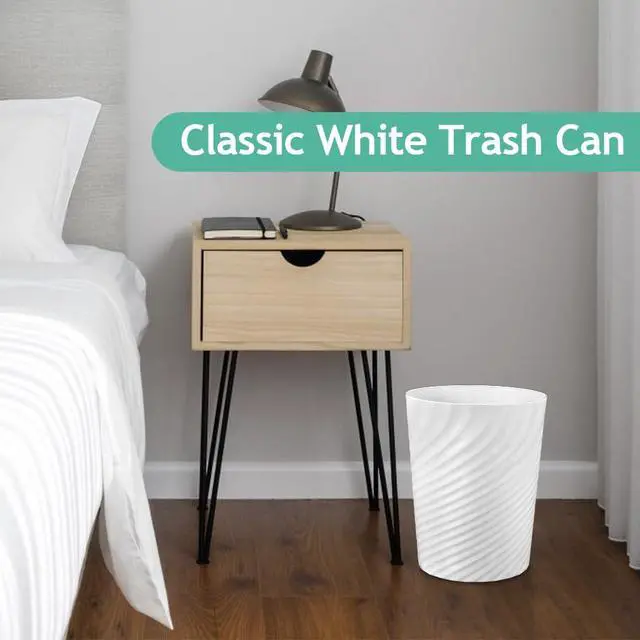 Alt view image 6 of 7 - 3 Pack Bathroom Trash Can, Round Waste Basket, 1.8 Gallons, White