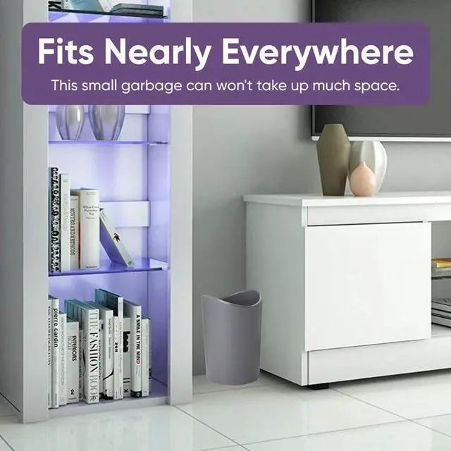 Alt view image 3 of 7 - MIni Bathroom Trash Can with Lid, Modern Grey Mini Waste Bin with Swing Lid (1 1/2 Gallon, 6 Liter) Plastic Garbage Can for Kitchen, Bathroom, Bedroom, Office, Under Desk (1, Grey)