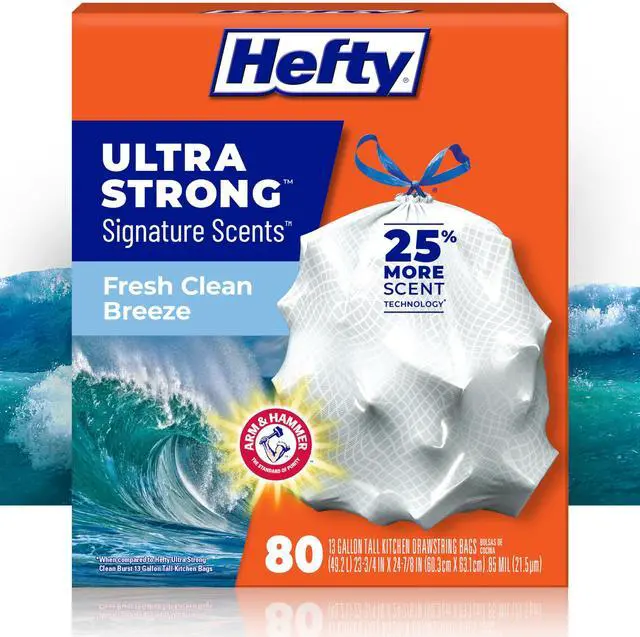 Main image of Ultra Strong Signature Scents 13G Trash Bags, Fresh Clean, 80ct