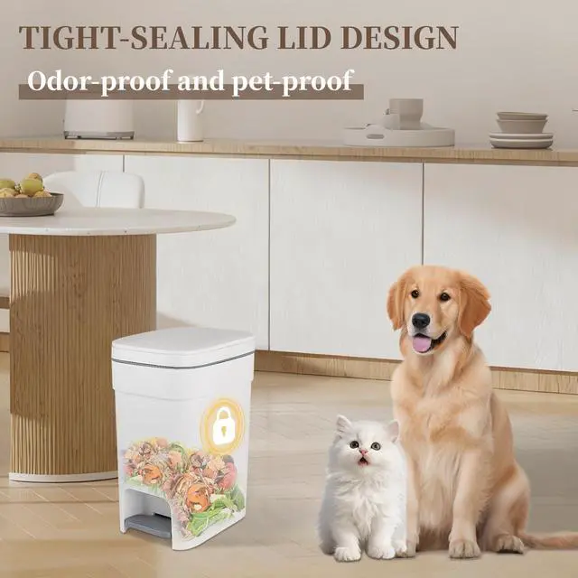 Alt view image 3 of 7 - Small Bathroom Trash Can with Lid Slim Step Garbage Can 2.6 Gallon White