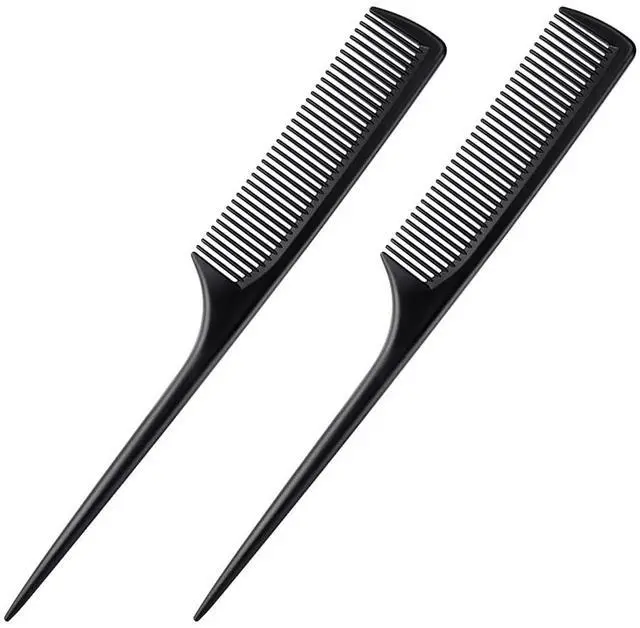 Main image of 2 Pack Rat Tail Comb for Root Teasing, Black Fine Tooth Teasing Comb for Sectioning, Parting, Styling Hair
