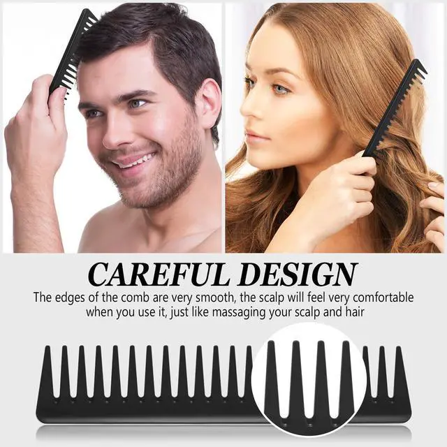Alt view image 3 of 7 - 3 Pcs Wide Tooth Detangling Hair Comb Set, Carbon Fiber Anti Static