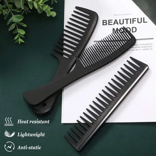 Alt view image 7 of 7 - 3 Pcs Wide Tooth Detangling Hair Comb Set, Carbon Fiber Anti Static