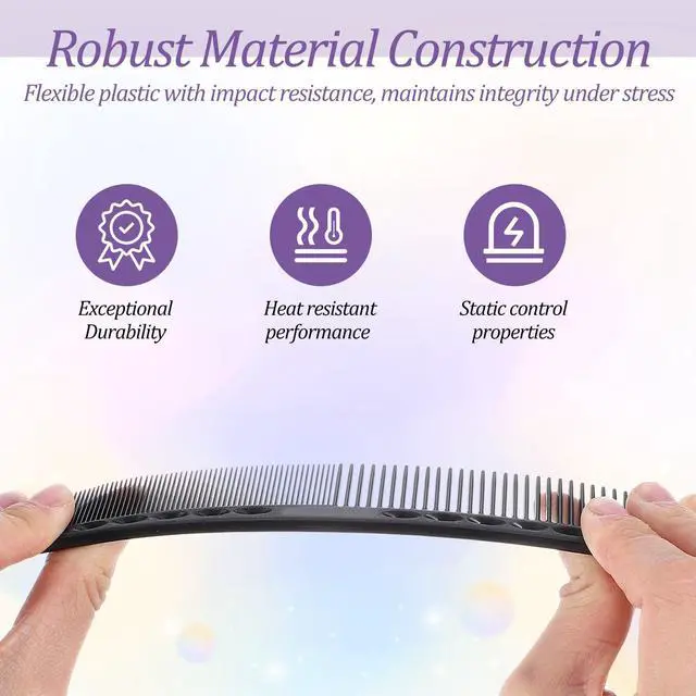 Alt view image 3 of 7 - 15 Pcs Carbon Fiber Comb, Professional Hair Combs, Fine & Standard Tooth Styling & Cutting Combs, Detangling Comb Set for Salon, Barbers, Men Women, Black