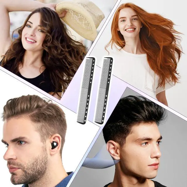 Alt view image 7 of 7 - 15 Pcs Carbon Fiber Comb, Professional Hair Combs, Fine & Standard Tooth Styling & Cutting Combs, Detangling Comb Set for Salon, Barbers, Men Women, Black