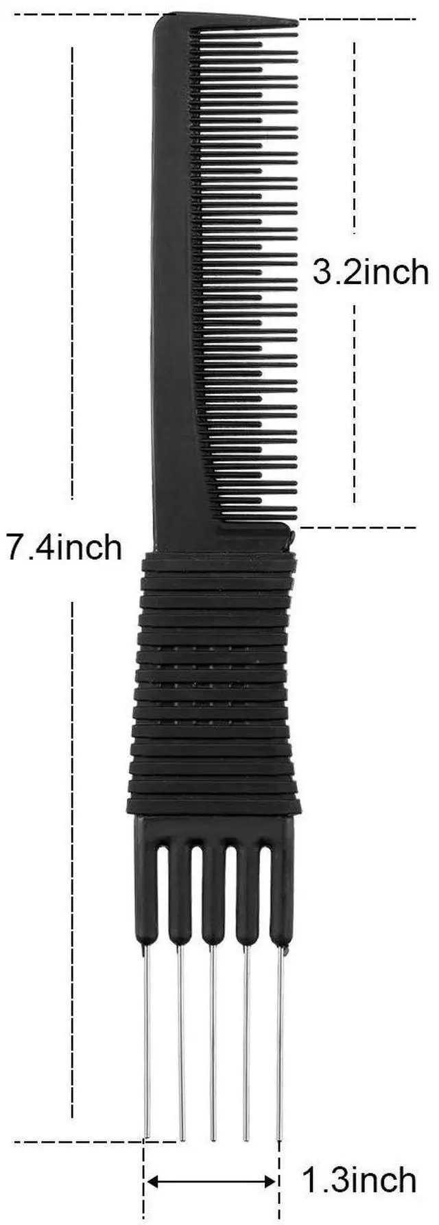 Alt view image 2 of 6 - 2 Pack Tail Combs - Black Carbon Fiber Teasing & Lifting for Rat Tails and Hair Salon or Home Use(Lift Combs)