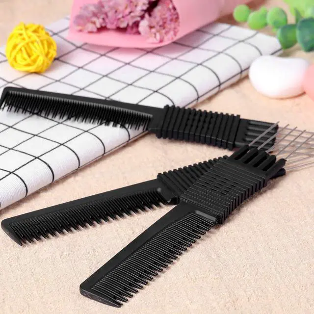 Alt view image 5 of 6 - 2 Pack Tail Combs - Black Carbon Fiber Teasing & Lifting for Rat Tails and Hair Salon or Home Use(Lift Combs)