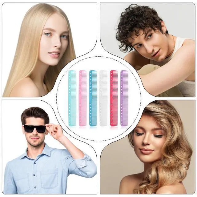 Alt view image 5 of 7 - 6 Pcs Carbon Fiber Cutting Comb Set, Professional Heat Resistant Barber Combs, Fine Tooth Anti-Static Hair Styling Comb for Salon Hairdressing for Men Women and Home Use (5 Colors)