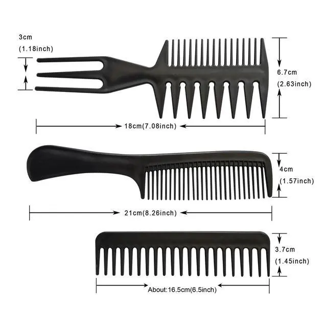 Alt view image 2 of 5 - 10PCS Black Hair Combs Set for Hairdressing, Cutting & Styling - For Women, Men & Kids