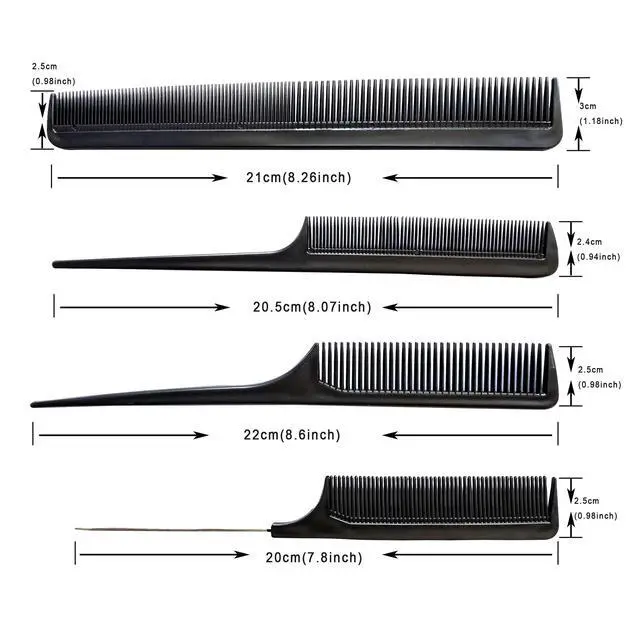 Alt view image 4 of 5 - 10PCS Black Hair Combs Set for Hairdressing, Cutting & Styling - For Women, Men & Kids