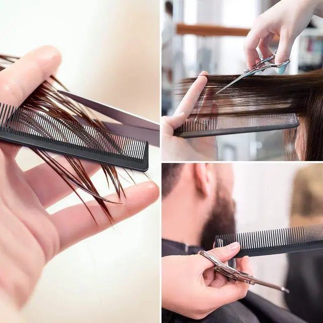 Alt view image 5 of 6 - 3 Pack Fine and Wide Tooth Hair Comb, Professional Women and Men Black Carbon Barber Fiber Cutting Comb, Heat Resistant Tool for All Hair Types Salon Hairdressing Styling