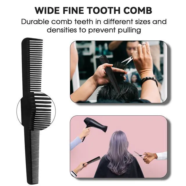 Alt view image 6 of 7 - Premium Carbon Fiber Barber Combs, Taper Comb for Men, Women & Hair Stylists - Heat Resistant & Fine Tooth - Salon Quality