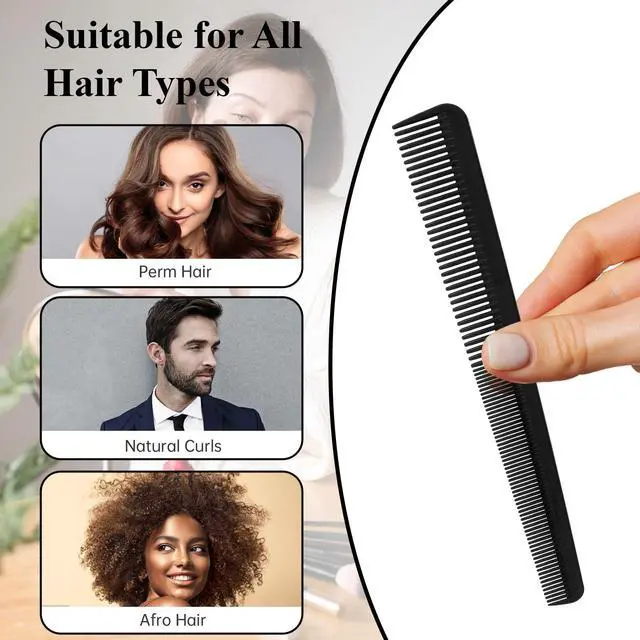 Alt view image 4 of 7 - Premium Carbon Fiber Barber Combs, Taper Comb for Men, Women & Hair Stylists - Heat Resistant & Fine Tooth - Salon Quality